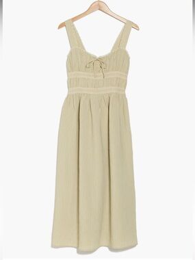 New Lush Sz Small Women’s Sage Green Striped Lace Trim Corset Midi Dress Ret $90
